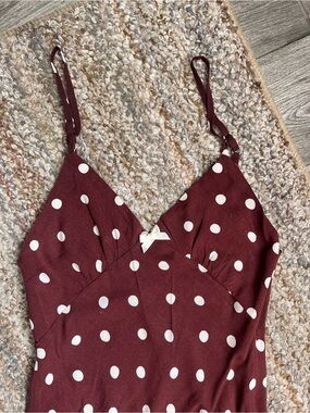 Rhythm. Burgundy Polka Dot Maxi Dress